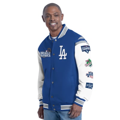  Los Angeles Dodgers G-III Sports by Carl Banks Recruit Commemorative Full-Snap Varsity Jacket - Royal